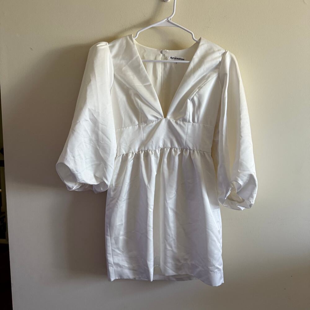 REFORMATION White Cocktail Dress Size 6 Weslan Dress - Ivory - Picture 2 of 5